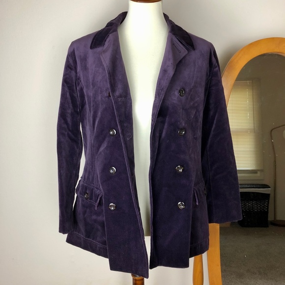 VINTAGE VELVET Double Breasted Jacket Purple MP - Picture 3 of 9